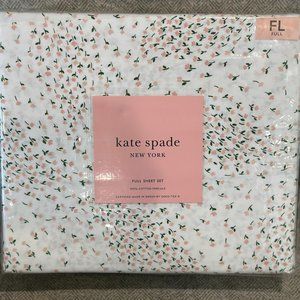 Kate Spade New York Full Sheet Set | Pink Floral on White